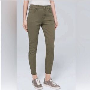 White House Black Market Sculpt Skinny Ankle Jeans Olive Green High Rise Size 10